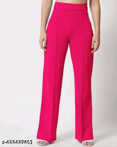 Solid cotton blend women's trousers from Fancy Fashionista, available in sizes S-XXL