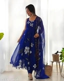 Georgette sleeveless printed net fancy glamorous women's gown, high-quality Indian ethnic wear for weddings and parties