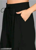 Black polyester women's joggers, high-rise, four pockets, stretchable, casual & formal - India
