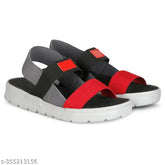 Boys striped net Lycra sandals with EVA sole, ideal for indoor/outdoor wear, fastened with Velcro - size 5-10 years (India)