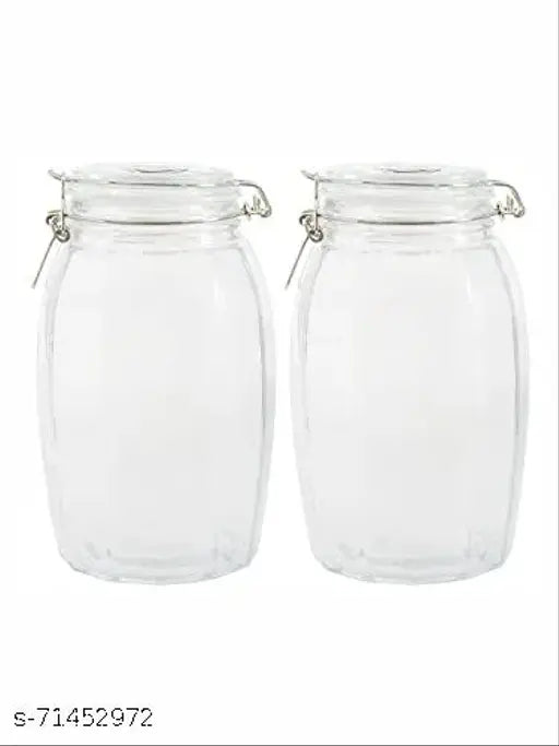 Glass food storage jars with clip lids (set of 2, 1800ML), ideal for dry goods like biscuits or tea-time snacks