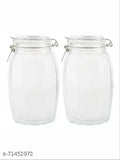 Glass food storage jars with clip lids (set of 2, 1800ML), ideal for dry goods like biscuits or tea-time snacks