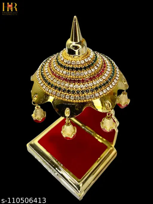 Plastic decorative diamond-studded umbrella for idol worship, handicraft artifact showpiece