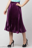 Satin pleated midi skirt, solid net pattern, best quality women's fashion for all seasons
