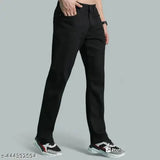 Straight black cotton blend jeans for men, five pocket design, machine washable, stretchable, made in India