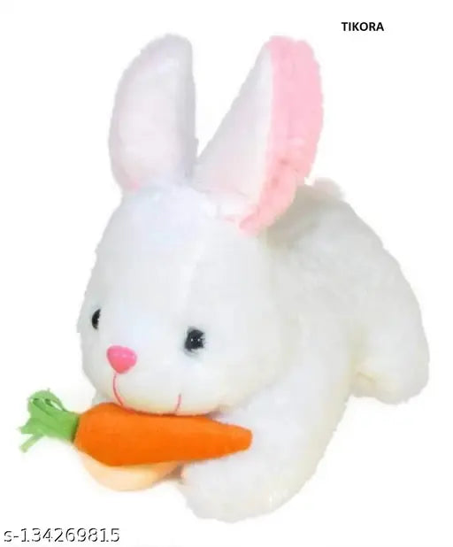 Soft white rabbit stuffed animal, ideal for infants aged 0-2 years from India