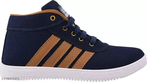 Stylish navy blue EVA boys' casual shoes with lace-up fastening, designed for comfort and long-term wear, slip resistant outsole for excellent durability