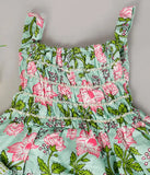 Green Spack Jerrow Printed Cotton Kurti Sharara set for Baby Girls - Vibrant Indian festive wear with Gota Patti and Dori details