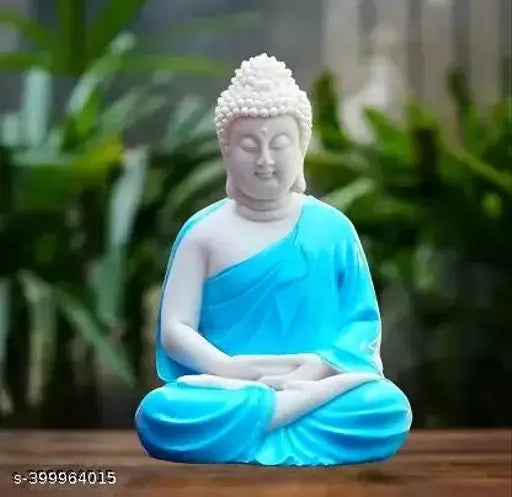 Multicolor polyresin Bhakti Murti Lord Buddha and Adiyogi decorative showpiece, symbolizing spiritual wisdom for home decor (14cm H x 9cm B)