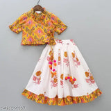Rayon print traditional lehenga-choli set, floral patterned for kids' parties, Indian fashion for 2-12 years