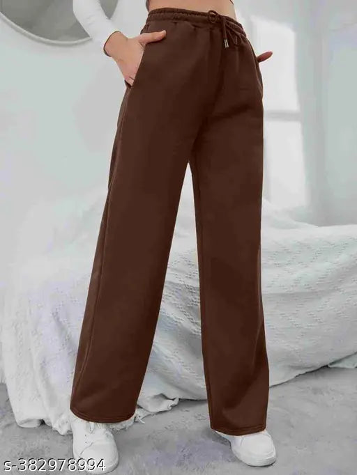 Solid cotton blend straight-fit lower trousers, available in sizes 28, 30, 32, 34 inches