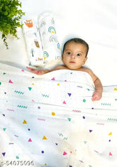 Organic muslin swaddle set of 3 (fox, rainbow triangle) - cotton, mild winter, abstract print