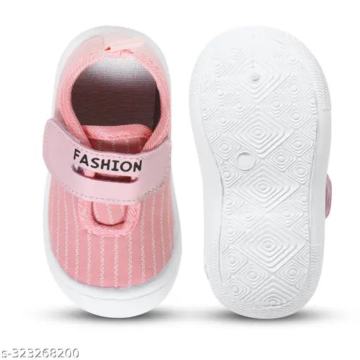 Pink canvas Chu Chu Sound musical shoes for toddlers (3 months - 3 years), featuring anti-skid sole and velcro fastening