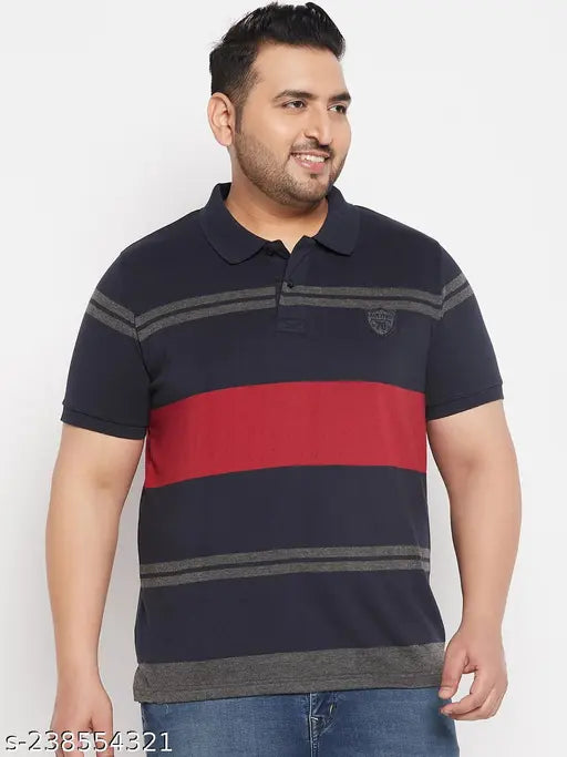 Austivo Men's striped cotton blend t-shirt, short sleeves, size XXXL