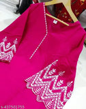 Graceful premium rayon embroidered top & pant coord set, solid color, long sleeves - Indian women's fashion