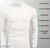 White polycotton high-neck turtleneck, cozy elegance design for winter, long sleeves