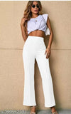 Cotton blend solid-colored western trousers for women & girls - Asha Fashion Enterprises Pack of 2