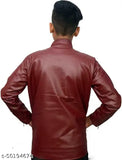 Boys brown leather jacket pack of 1, waterproof long sleeve solid leather jacket for boys aged 2-15 years, India origin