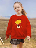 Red and yellow printed cotton blend full sleeve round neck winter kids sweatshirt for boys and girls combo pack, vibrant design with Cap Dog print