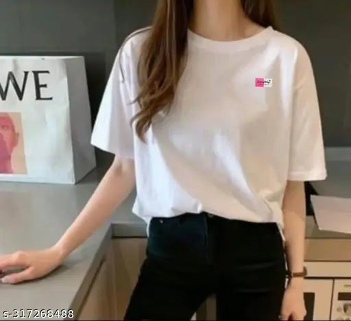 Swiftly women's polyester short-sleeve solid T-shirt, S (38in bust, 26in length), India