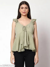 Georgette V-Neck tops & tunics for women, sleeveless self-design net, XS - XL, made in India