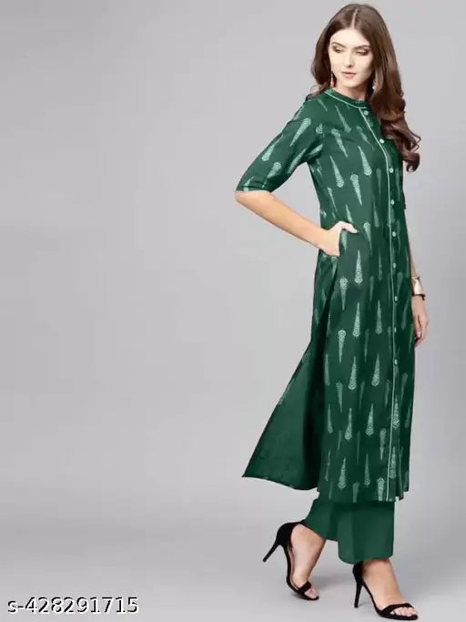 Viscose Rayon printed net Kurta Pant Set in black for women's fashionable occasions, India origin