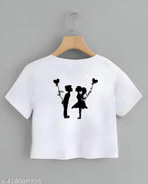 Printed Lycra crop top T-shirts for women, solid color with a contemporary edge