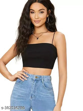 Black stretchable cotton tube top for women, ribbed and sleeveless, perfect for summer outfits