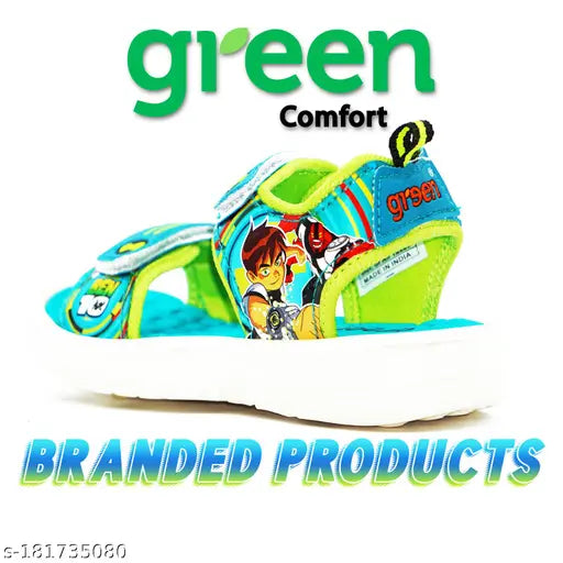 Limited Edition Ben 2.0 Adventures Sea Green/Parrot Green sandals for kids (2-13yrs), patent leather and EVA sole, Velcro fastening