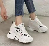 Fuzzy synthetic leather girls casual shoes, printed design, lace-up net, size N available in 4, 5, 6, 7, 8 (India origin)