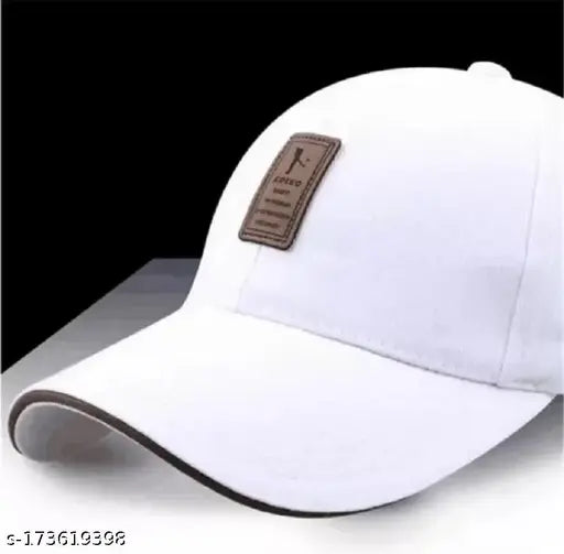 Stylish white cotton baseball cap (Pack-1), self-designed with printed net pattern, adjustable fit for men and boys. Made in India