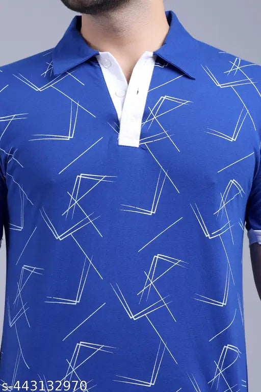 Cotton short sleeve printed polo shirt for men, vibrant design