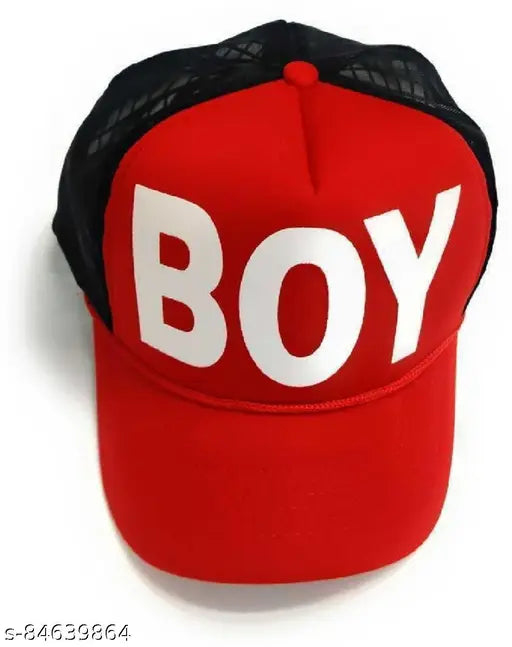Black red and blue cotton baseball cap set, half net Boy design from India