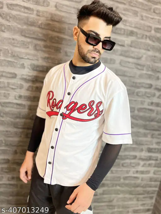 Polyester three-quarter sleeve printed net jersey, casual wear in L & XL sizes. Soft texture, polo collar, slim fit. Perfect for parties with sneakers and jeans. Indian origin