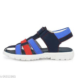 Modern leather trendy boys sandals in solid net pattern, Velcro fastening detail for kids aged 2-2.5 years, 4-4.5 years, 4.5-5 years, and 5.5-6 years, made in India