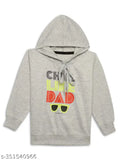 Grey printed hooded cotton fleece sweatshirt for girls, long sleeve, cotton blend, popular pattern on a hanger