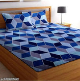 Glace Cotton double bed sheets with 2 pillow covers, geometric pattern, 180 thread count, ideal for summer - adult use
