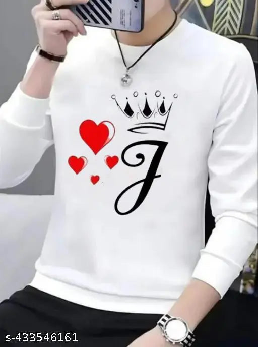 Printed polyester full sleeve men's t-shirt with long sleeves and vibrant design, perfect for casual wear