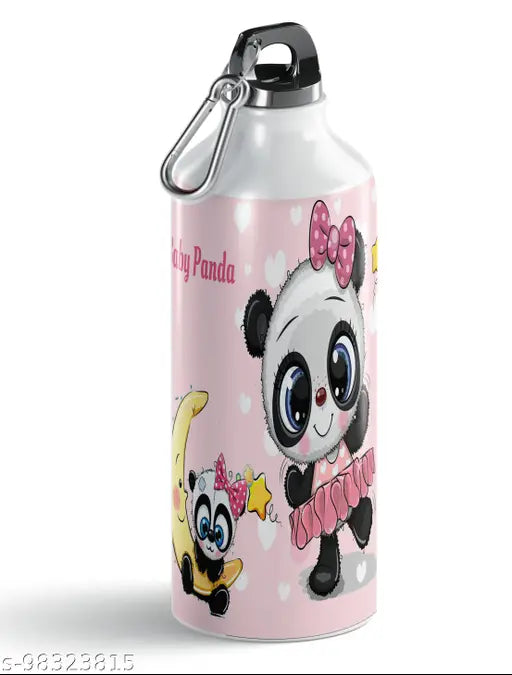 Panda printed aluminum sports sipper bottle (600ml) for gym, yoga, kids, adults - unique design for any occasion
