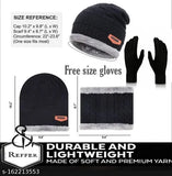 Woolen winter hat set with gloves (3-piece, any random color) - warm and stretchable knit acrylic beanie for men and women, perfect for outdoor activities