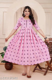 Rayon printed Zoya Anarkali flared kurti, three-quarter sleeves, ideal for everyday office or casual wear, India origin