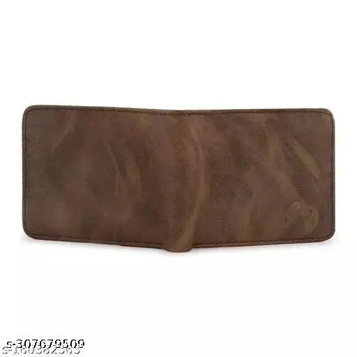 Faux leather men's wallet, 5 card slots, 1 coin pocket, 2 hidden compartments, 2 currency slots, double zipper design for casual use