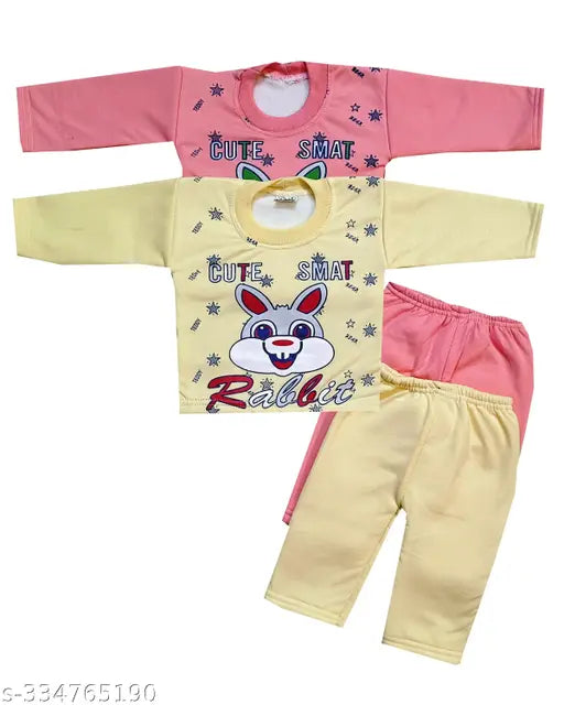 Woolen T-shirt & pyjama set for kids, printed pattern, long sleeves, best for winter season