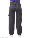 Denim straight fit cargo jeans for women, premium denim, versatile wardrobe essential, Indian origin