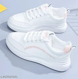 White mesh casual shoes by WOGDAN, lace-up PVC sole for girls, perfect for everyday wear