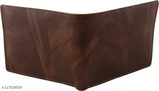 Brown faux leather men's casual wallet, 7 card slots, solid design, compact, free size, India origin