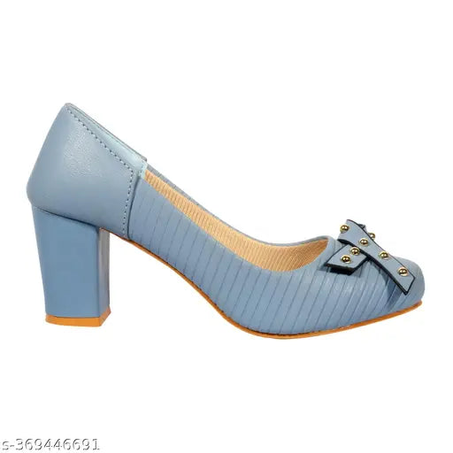 Synthetic leather, embellished net belly tassels pumps, women's slip-on pointed toe shoes with block heel