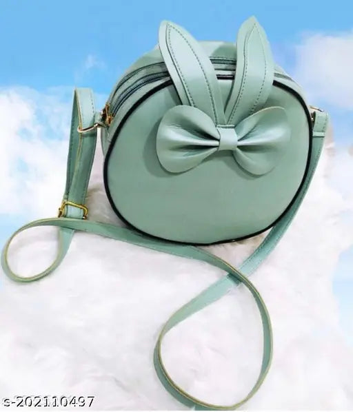 Voguish green PU sling bag with 2 compartments, free size, India origin