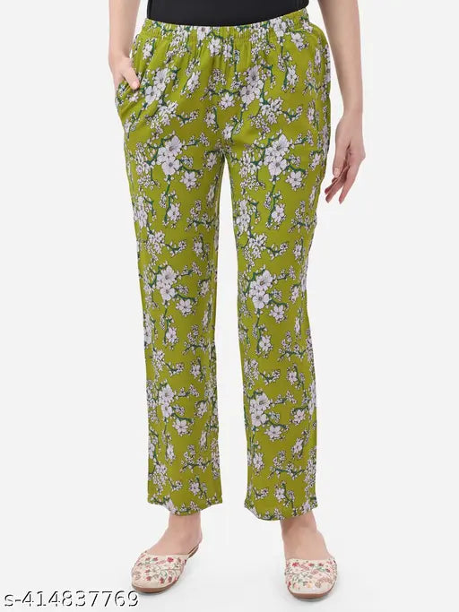 Rayon printed maxi pyjama set for women, pack of 3 with pockets - colorful and stylish sleepwear from India