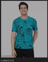 Trendy cotton blend T-shirt with excellent printed design, short sleeves, size M (40in chest, 28.5in length)